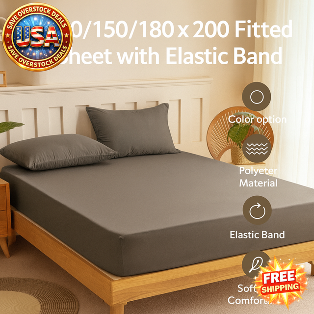 Fitted Bed Sheet with Elastic Band - Solid Color Mattress Cover