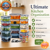 48Pcs BPA-Free Food Storage Set with Airtight Containers