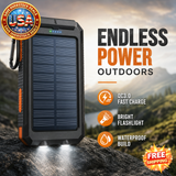 10000mAh Solar Power Bank with QC3.0 Fast Charge & Flashlight