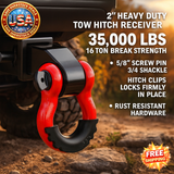 Heavy Duty Tow Hitch Receiver 2" 35,000 Lbs 16 Ton Break Strength Off-Road