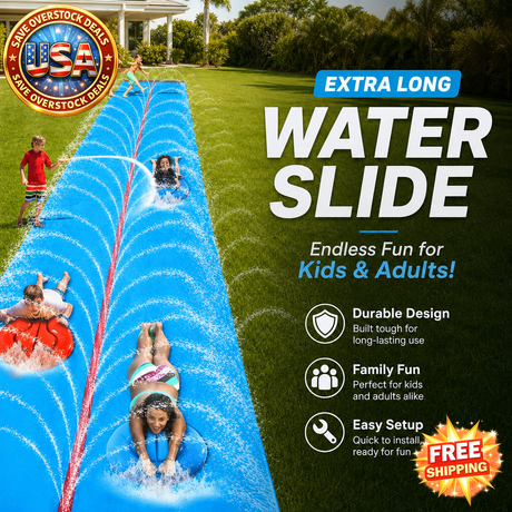 Extra Long Outdoor Water Slide for Adults - Heavy Duty Blue