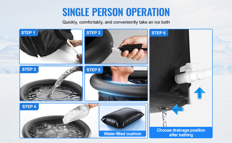 Portable Ice Bath Tub for Cold Water Therapy, Inflatable Plunge Pool